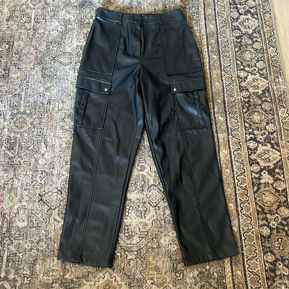 Jason Wu Faux Leather Cargo Pants size 6 $280 MSRP Straight Leg - Picture 2 of 10